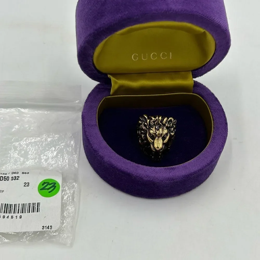 Men’s Gucci iconic Lionhead ring size 10 made in Italy